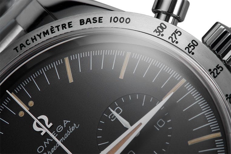 The Speedmaster was the first chronograph to move the tachymeter outside of the dial